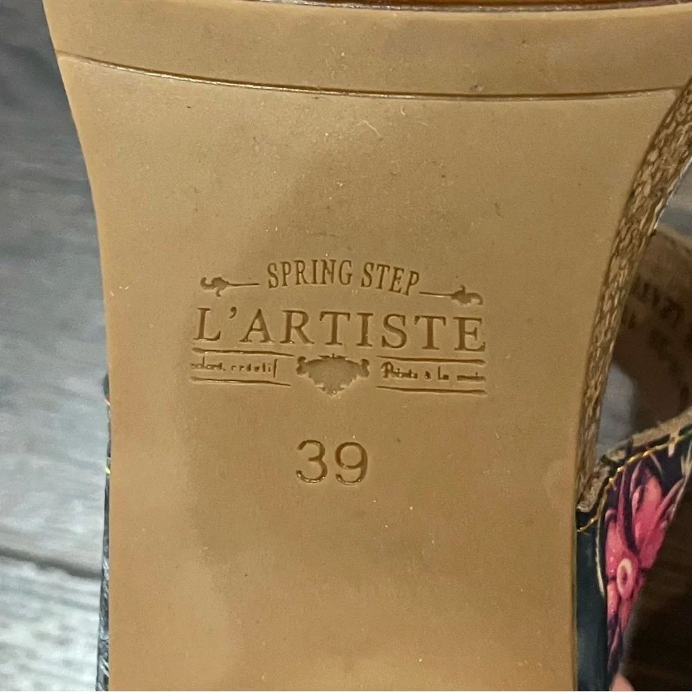 L'Artiste by Spring Step Bari Tooled Leather Floral Boho Slide Sandals 8.5 - Picture 14 of 14